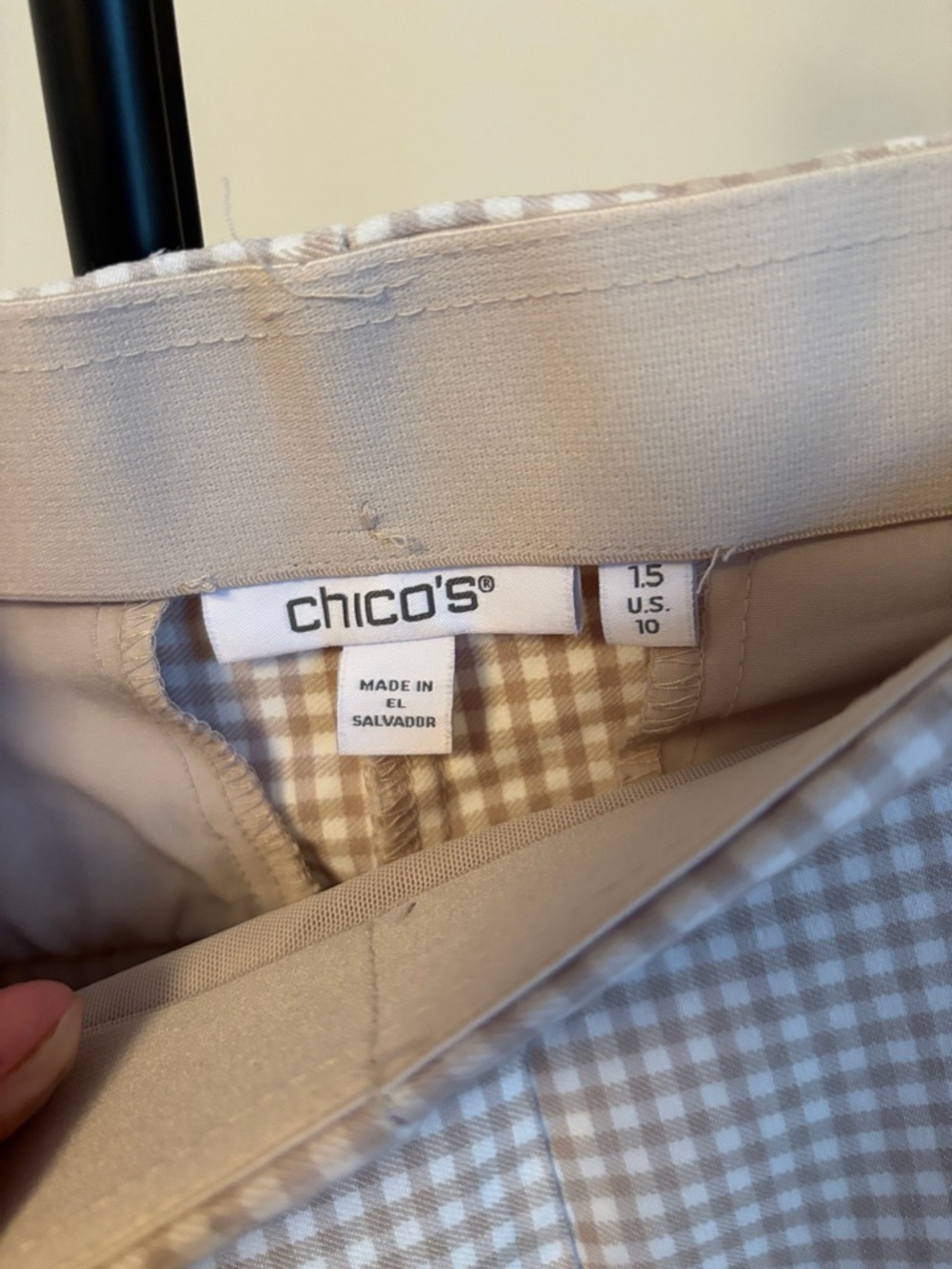 Chico's Light Tan and White Gingham Chinos - Picture 2 of 4